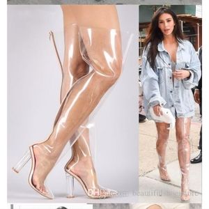 Nasty Gal Cape Robbin Clear Kim K Over the Knee Boots